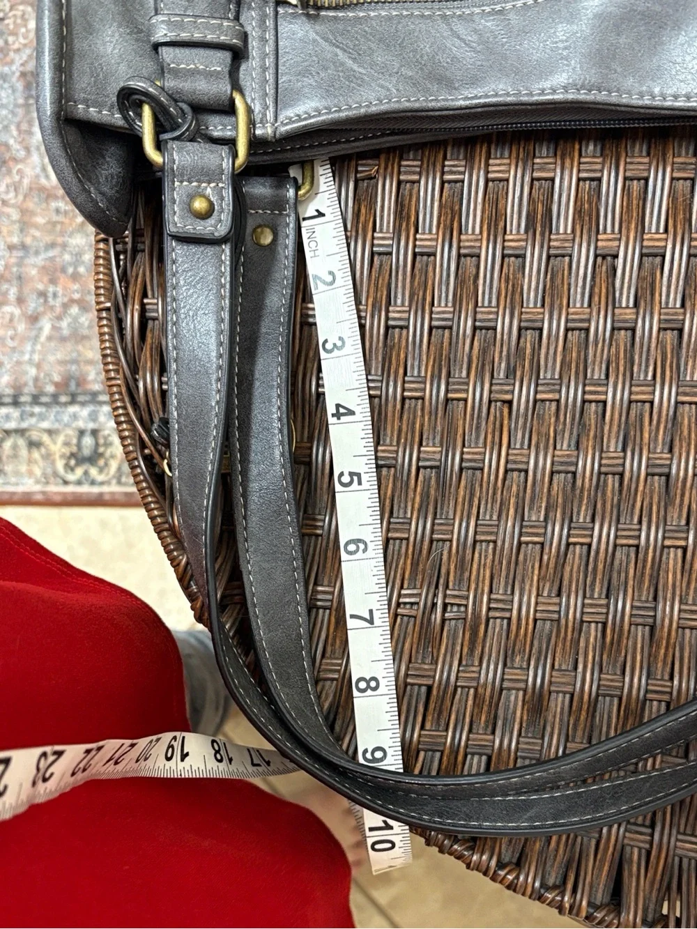 b.o.c. Gray Faux Leather Shoulder Bag with Front Zip Pocket